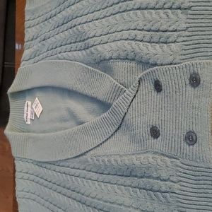 Alfred Dunner double breasted cable knit Sweater Vest. Seafoam Green. 44 1X NWT